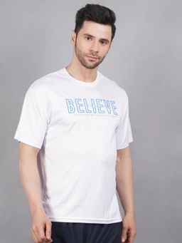 Shiv Naresh - White Half Sleeves Poly Pique T-Shirt