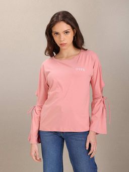 U.S. POLO ASSN. - Pink Round Neck Long Sleeve Solid Top