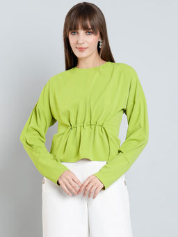 MISH - LUXE By MISH Green with Front Drawstring Detail Top