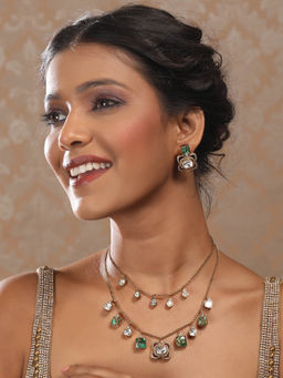 Auraa Trends - Woman Gemstone Necklace Earring Set