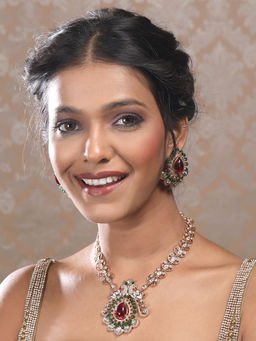 Auraa Trends - Multi-Color Vintage Necklace with Earrings