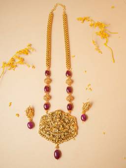 VIRAASI - Women Gold Plated Necklace and Earrings Set
