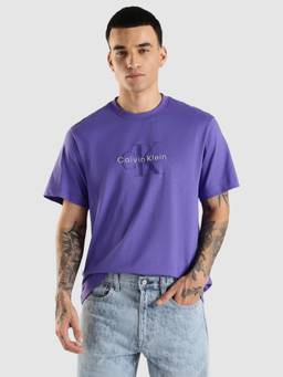 Calvin Klein - Purple Logo Relaxed Fit Cotton T-Shirt