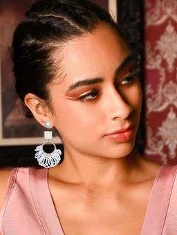 Odette - Women White Metal Drop Earrings