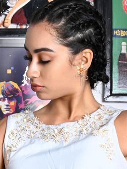 Odette - Women Orange Metal Earrings