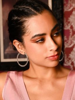 Odette - Women Gold-Tone Studded Hoop Earring