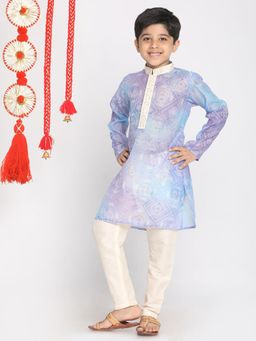Vastramay - Boys Blue and Cream Kurta Pyjama (Set of 2)