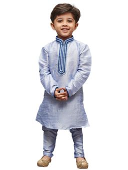 Vastramay - Boys Blue Silk Blend Kurta with Pyjama (Set of 2)