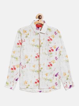 Vastramay - Boys Multi-Color Base Cream Ethnic Shirt