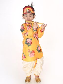 Vastramay - Infant Boys Yellow Cotton Blend Kurta and Dhoti Pant