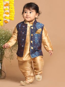 Vastramay - Infant Boys Persian Blue Jacket, Kurta and Pyjama