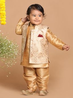 Vastramay - Infant Boys Gold Silk Blend Nehru Jacket