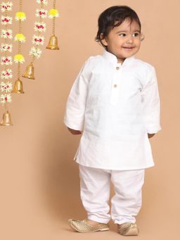 Vastramay - Infant Boys White Cotton Blend Kurta with Pyjama