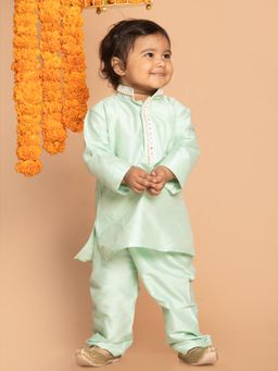Vastramay - Infant Boys Mint Green Viscose Kurta with Pyjama