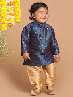 Vastramay - Infant Boys Persian Blue and Rose Gold Kurta Pyjama
