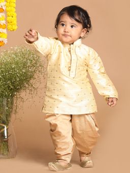 Vastramay - Infant Boys Gold Silk Blend Kurta and Dhoti Pant