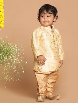 Vastramay - Infant Boys Gold Silk Blend Kurta and Pyjama
