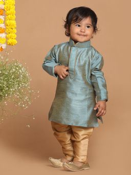 Vastramay - Infant Boys Azure and Rose Gold Kurta with Pyjama