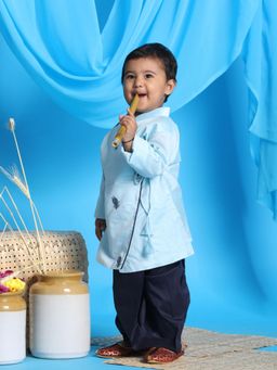 Vastramay - Infant Boys Blue Viscose Kurta and Dhoti Pant