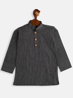 Vastramay - Infant Boys Black Pure Cotton Kurta