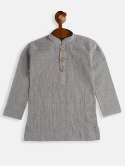 Vastramay - Infant Boys Grey Pure Cotton Kurta