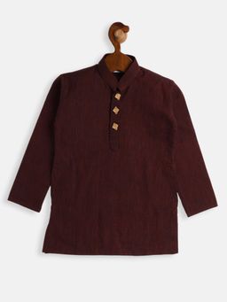 Vastramay - Infant Boys Maroon Pure Cotton Kurta