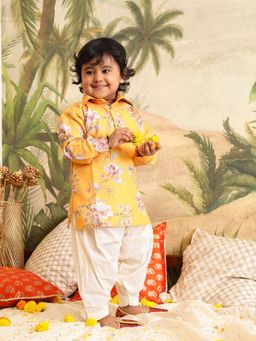 Vastramay - Infant Boys Yellow Muslin Cotton Kurta with Patiala