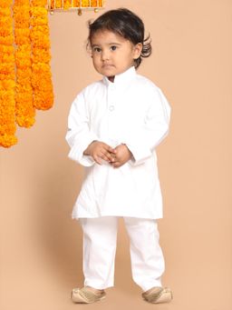 Vastramay - Infant Boys White Cotton Kurta with Pyjama
