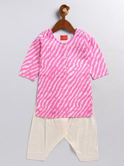 Vastramay - Girls Pink and White Kurta with Patiala