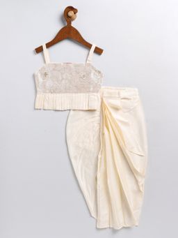 Vastramay - Infants Cream Crop Top and Skirt