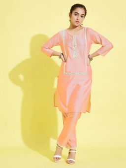 Vastramay - Girls Pink Kurta and Pant