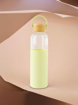 Kuber Industries - UMAI Borosilicate Bottle Tumbler with Sleeve and Wooden Cap - 550Ml