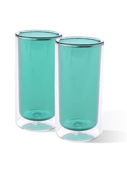 Kuber Industries - Double Walled Glasses Borosilicate Glass Tumblers - 250ml, Blue (Pack of 2)