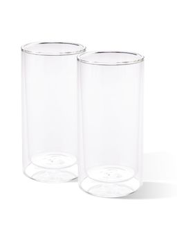 Kuber Industries - Double Walled Glasses Borosilicate Glass Tumblers - 250ml, Transparent (Pack of 2)