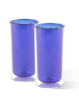 Kuber Industries - Double Walled Glasses Borosilicate Glass Tumblers - 250ml, Blue (Pack of 2)