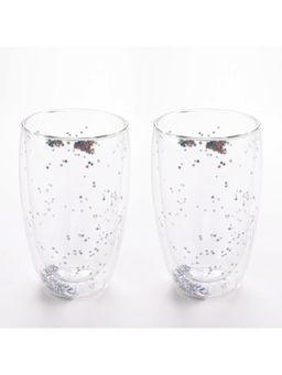 Kuber Industries - Star Sequin Glasses Double Walled Borosilicate Glass - 450ml (Pack of 2)