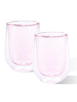 Kuber Industries - Double Walled Borosilicate Glass - 190ml, Pink (Pack of 2)