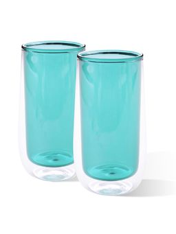 Kuber Industries - Double Walled Borosilicate Glass - 240ml, Green (Pack of 2)