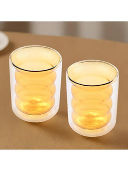 Kuber Industries - Thermal Resistance Double Wall Borosilicate Glass Coffee Mugs - 200ml (Pack of 2)