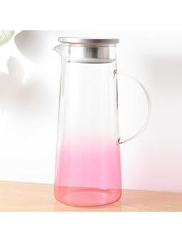 Kuber Industries - Premium Glass Jug with Stainless Steel Lid and Handle - 1.3 Liter