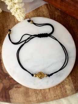 Silvermerc Designs - Affinity Charm Gold Plated Black Thread Anklet