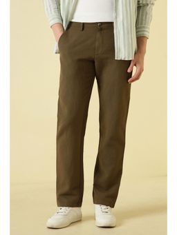 Allen Solly - Men Brown Solid Casual Trousers