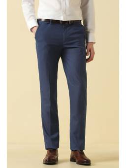 Allen Solly - Men Navy Blue Textured Formal Trousers