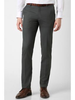 Peter England - Men Grey Solid Formal Trousers