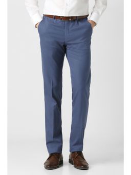 Peter England - Men Blue Solid Formal Trousers