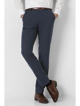 Peter England - Men Navy Blue Solid Formal Trousers