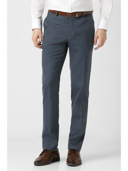 Peter England - Men Grey Textured Formal Trousers
