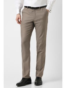 Peter England - Men Brown Solid Formal Trousers