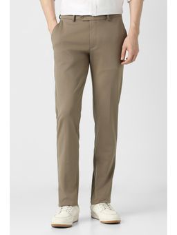 Peter England - Men Beige Solid Formal Trousers