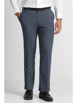 Van Heusen - Men Blue Textured Trousers